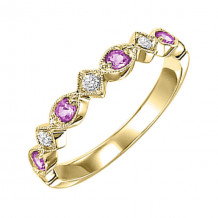 Gems One 14Kt Yellow Gold Diamond (1/20Ctw) & Pink Sapphire (1/6 Ctw) Ring - FR1076-4YD