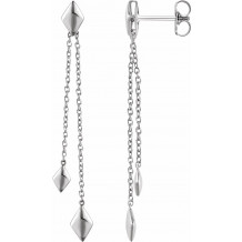 14K White Chain Earrings - 65233960000P