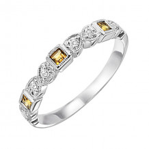 Gems One 14Kt White Gold Diamond (1/10Ctw) & Citrine (1/6 Ctw) Ring - FR1234-4WD