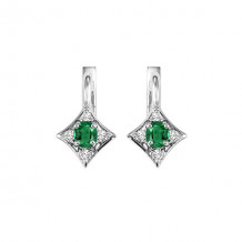 Gems One 14Kt White Gold Diamond (1/12Ctw) & Emerald (1/4 Ctw) Earring - FE4031-4WCE