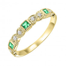 Gems One 10Kt Yellow Gold Diamond (1/10Ctw) & Emerald (1/10 Ctw) Ring - FR1036-1YD