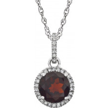 14K White Mozambique Garnet & 1/10 CTW Diamond 18 Necklace - 65130170010P