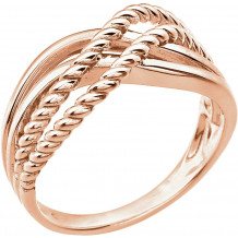 14K Rose Crossover Rope Design Ring - 861521002P