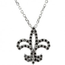 14K White 1/4 CTW Black Diamond Fleur-de-Lis 16 Necklace - 6775584714P