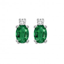 Gems One 14Kt White Gold Diamond (1/20Ctw) & Emerald (3/8 Ctw) Earring - NE328-4WCE