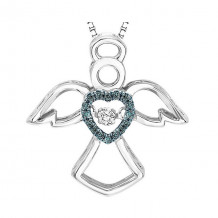Gems One Silver Diamond (1/10Ctw) & Sapphire Pendant - ROL1060-SSDBL