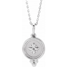 14K White Beaded Disc 16-18 Necklace - 86653600P