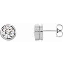 14K White 6.5 mm Round Forever Oneu2122 Moissanite Earrings - 653372623P