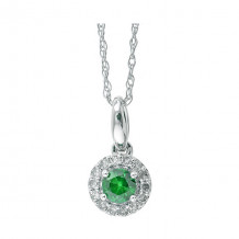 Gems One 10Kt White Gold Diamond (1/12Ctw) & Emerald (1/5 Ctw) Pendant - PD35151-1WDE