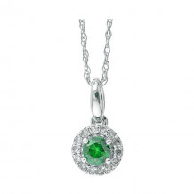 Gems One 10Kt White Gold Diamond (1/12Ctw) & Emerald (1/5 Ctw) Pendant - PD35151-1WDE