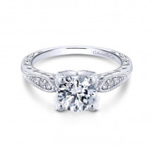 Gabriel & Co. 14k White Gold Victorian Straight Engagement Ring - ER13848R4W44JJ