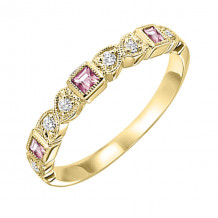 Gems One 14Kt Yellow Gold Diamond (1/12 Ctw) & Pink Tourmaline (1/6 Ctw) Ring - FR1229-4YD