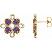 14K Yellow Amethyst & 1/4 CTW Diamond Earrings - 86367610P