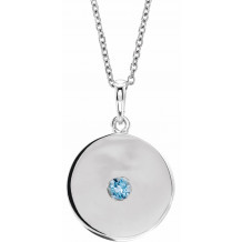 14K White Aquamarine Disc 16-18 Necklace - 8651460054P