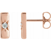 14K Rose White Sapphire Starburst Bar Earrings - 87144613P
