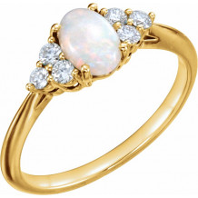 14K Yellow Opal & 1/5 CTW Diamond Ring - 71812601P