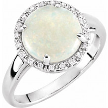 14K White Opal & .07 CTW Diamond Ring - 651451100P