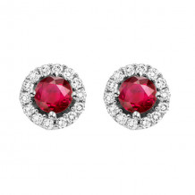 Gems One 14Kt White Gold Diamond (1/8Ctw) & Ruby (3/8 Ctw) Earring - NE331-4WCR