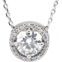 14K White 1/2 CTW Diamond Halo-Style 16 Necklace - 85916107P