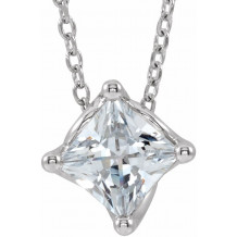 14K White 1/2 CT Diamond Solitaire 16-18 Necklace - 869926020P