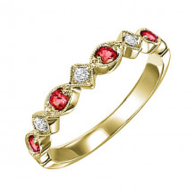 Gems One 14Kt Yellow Gold Diamond (1/20Ctw) & Ruby (1/6 Ctw) Ring - FR1075-4YD