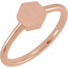 14K Rose  9.5x8 mm Geometric Signet Ring - 52180101P