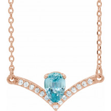 14K Rose Blue Zircon & .06 CTW Diamond 18 Necklace - 868146137P