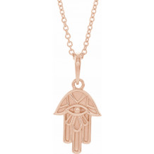 14K Rose Hamsa 16-18 Necklace - 86819602P