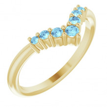 14K Yellow Aquamarine Graduated V Ring - 720776016P