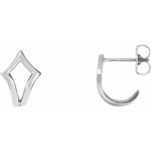14K White Geometric J-Hoop Earrings - 86517605P