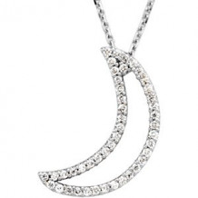 14K White 1/5 CTW Diamond Crescent Moon 16 Necklace - 6712284399P