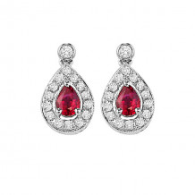 Gems One 14Kt White Gold Diamond (1/6Ctw) & Ruby (1/4 Ctw) Earring - FE4015-4WCR