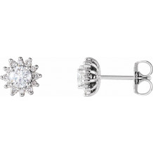 14K White 1/2 CTW Diamond Halo-Style Earrings - 86664605P