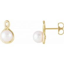 14K Yellow Pearl Earrings - 86726601P