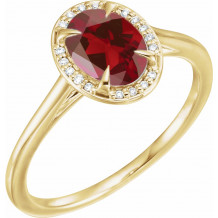 14K Yellow 8x6 mm Oval Mozambique Garnet & .05 CTW Diamond Ring - 71634182P