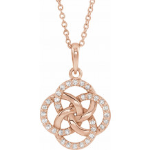 14K Rose 1/8 CTW Diamond Five-Fold Celtic Necklace - 86976607P