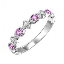 Gems One 10Kt White Gold Diamond (1/20Ctw) & Pink Sapphire (1/6 Ctw) Ring - FR1037-1WD