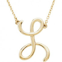 14K Yellow Script Initial L 16 Necklace - 84635236P