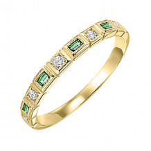Gems One 14Kt Yellow Gold Diamond (1/10Ctw) & Emerald (1/8 Ctw) Ring - FR1066-4YD