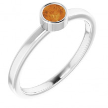 14K White 4 mm Round Citrine Ring - 718066043P