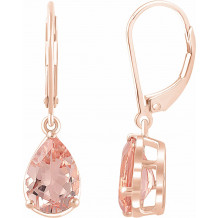 14K Rose Morganite Lever Back Earrings - 65261360001P