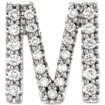 14K White .08 CTW Diamond Single Initial M Earring - 867976060P