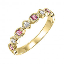 Gems One 14Kt Yellow Gold Diamond (1/20Ctw) & Pink Tourmaline Ring - FR1235-4YD