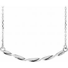 14K White Twisted Ribbon Bar 16-18 Necklace - 86645600P
