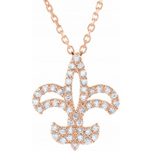 14K Rose 1/5 CTW Diamond Fleur De Lis 16 Necklace - 6775384715P