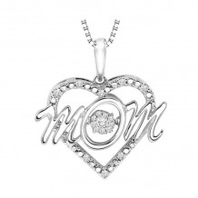 Gems One Silver (SLV 995) Diamond Rhythm Of Love Neckwear Pendant  - 1/10 ctw - ROL1054-SSWD