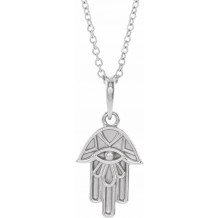 14K White Hamsa 16-18 Necklace - 86819600P