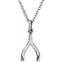 14K White Tiny Poshu00ae Wishbone 16-18 Necklace - 858011002P