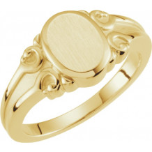 14K Yellow 9.7x8 mm Oval Signet Ring - 50457294811P