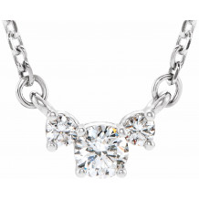 14K White 1/3 CTW Diamond Three-Stone 16-18 Necklace - 86615605P